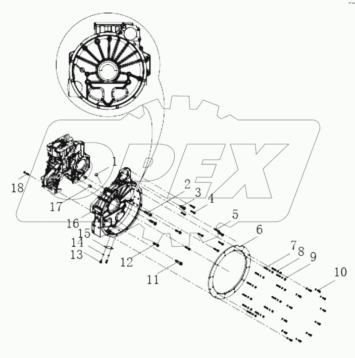  Flywheel housing combination