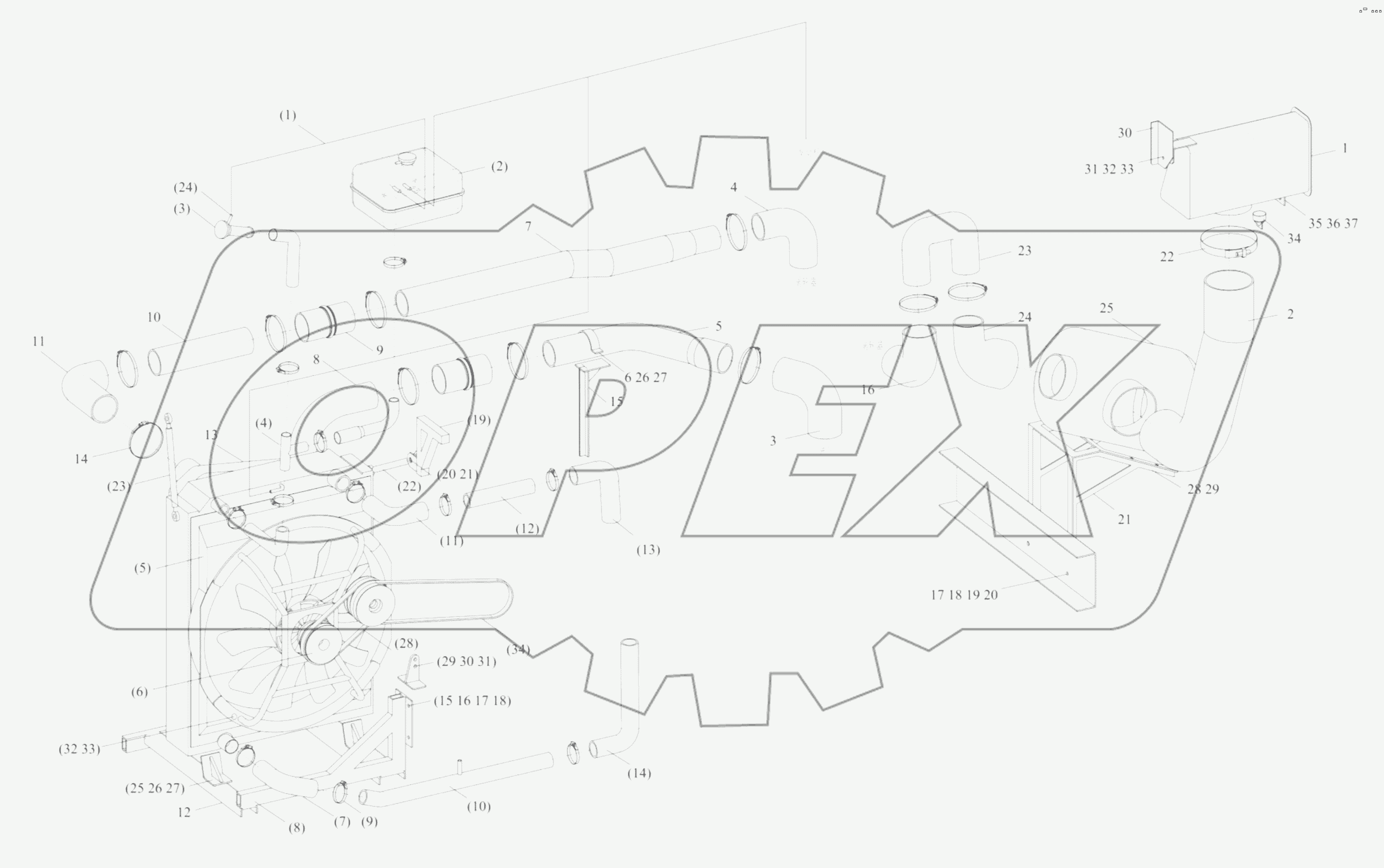  Engine cooling system and air intake system