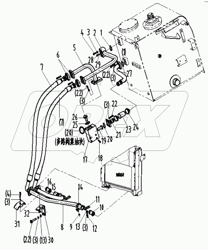  REVOLVING FRAME PIPING (1) (PARKER MCV)