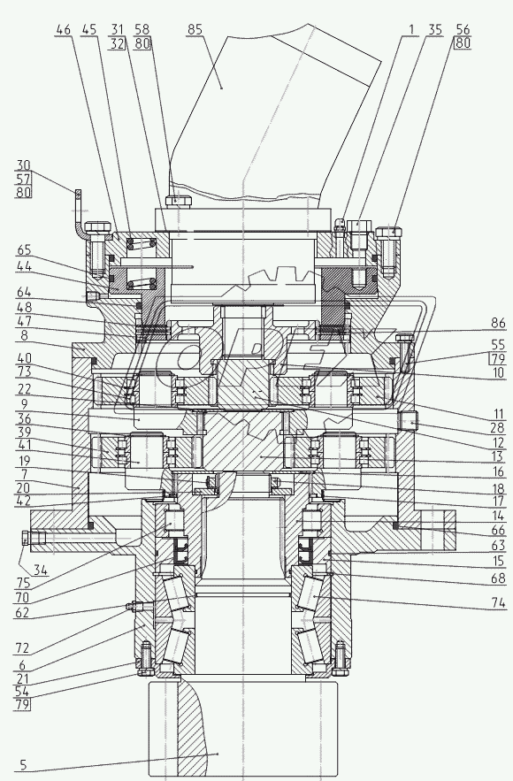 Механизм поворота c гидромотором Bosch-Rexroth и ПСМ (до 1.07.2007 г.)