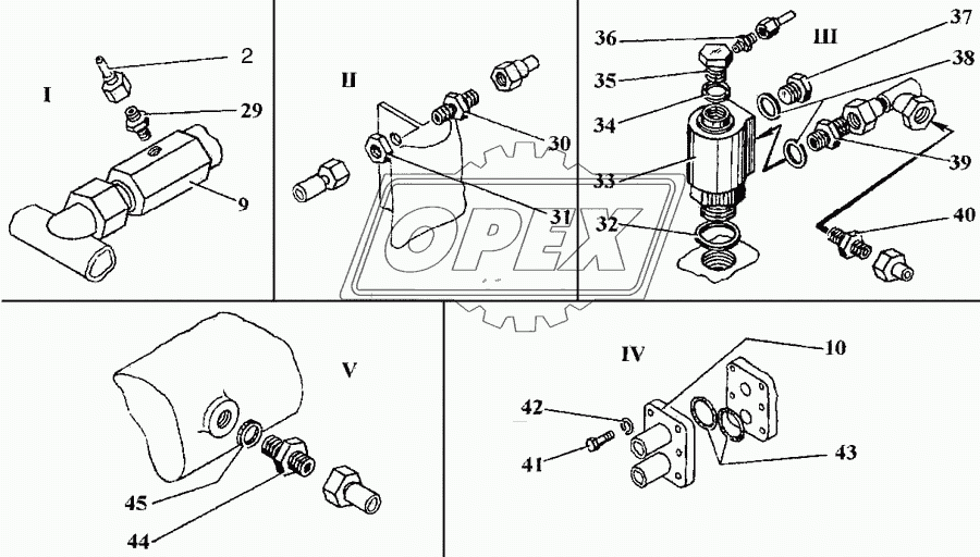 Гидрооборудование на ходовой раме (части I..V)