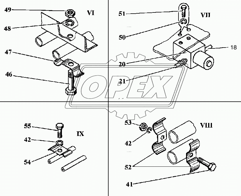 Гидрооборудование на ходовой раме (части VI..IX)