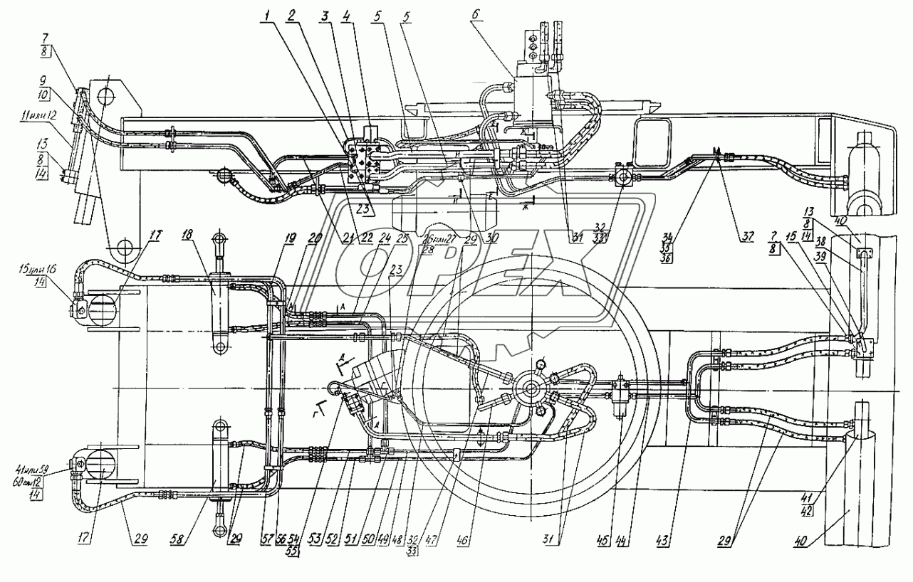 Гидрооборудование на ходовой раме (ЭО-3323А.71.80.000) 1
