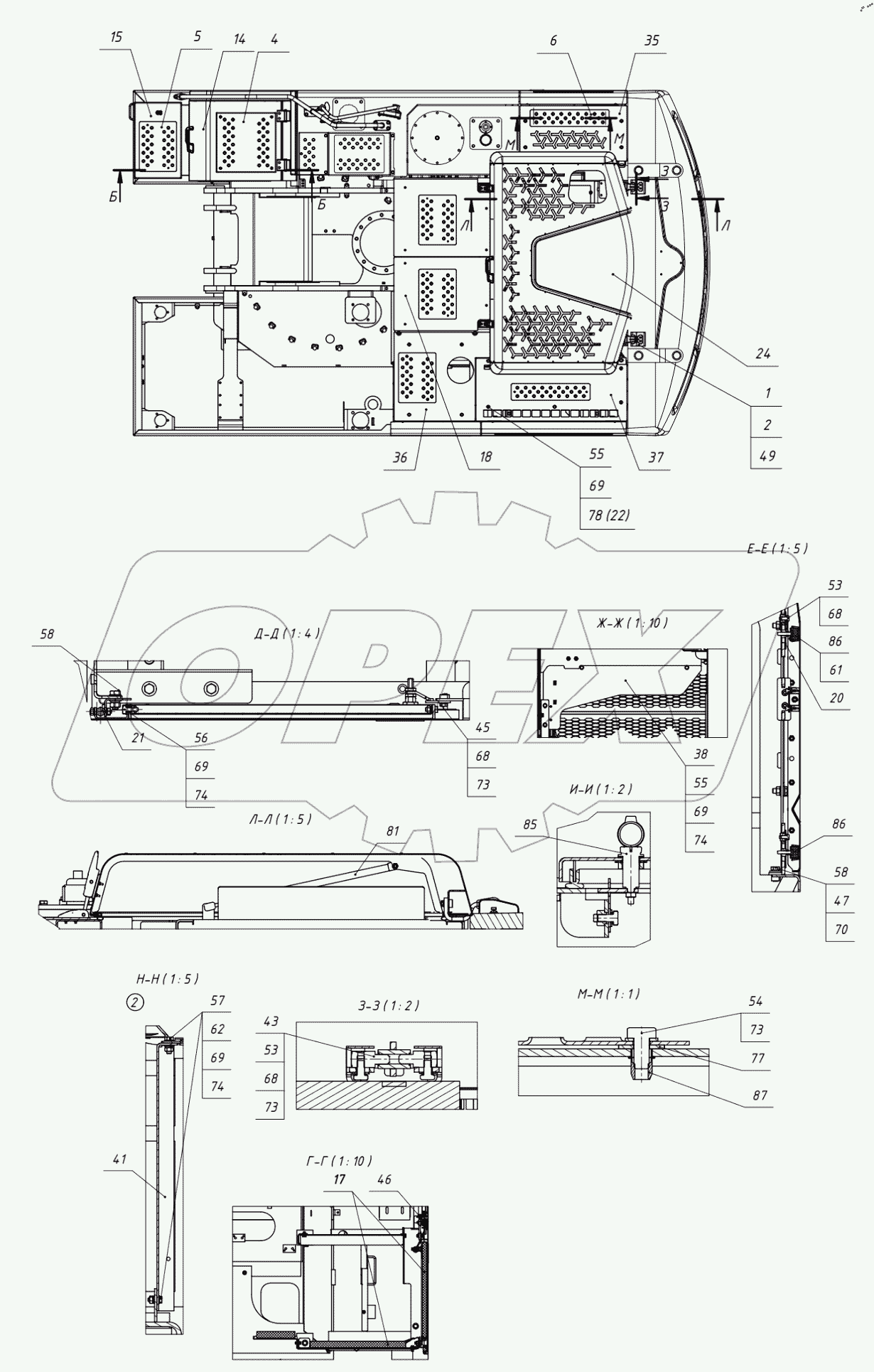  Установка капота. 220-70-22.00.000-11