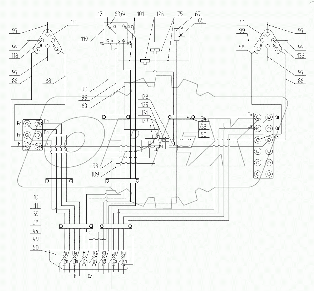  Гидроуправление в кабине. 220-70-42.21.000