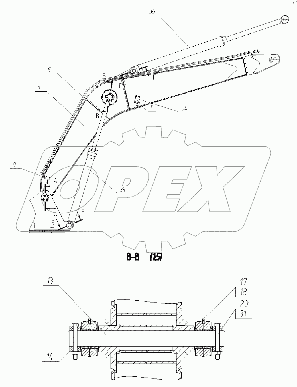  Установка стрелы. 225-10-80.10.000