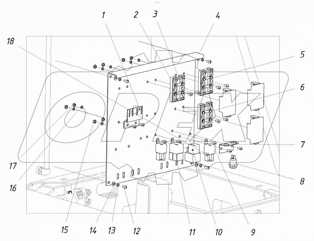  Кронштейн реле на бак