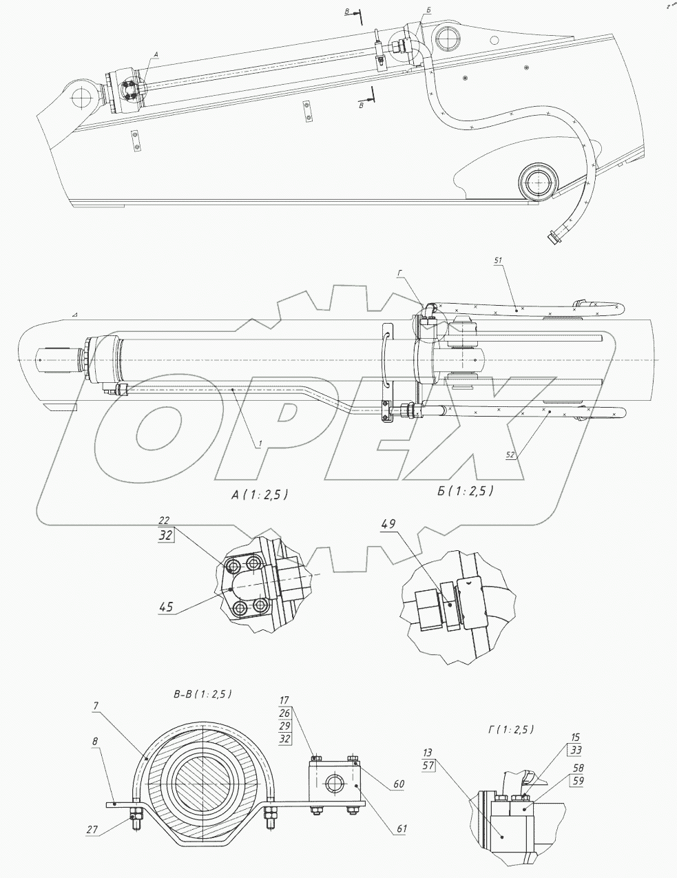  Гидроразводка рукояти. 303.08.03.00.000