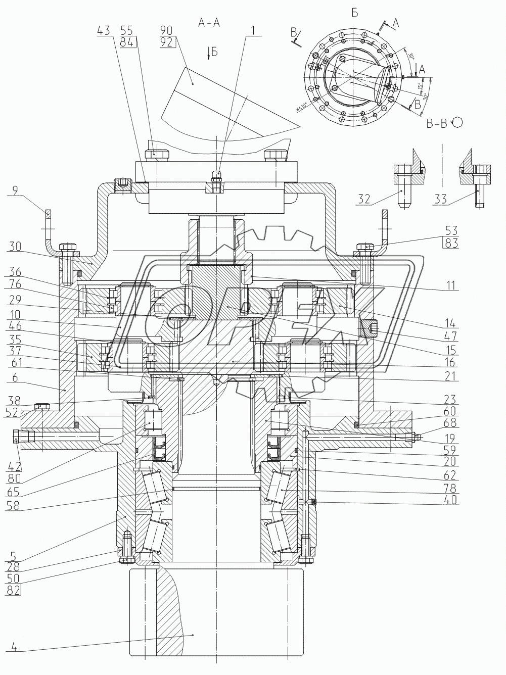 320-10-07.00.000 Механизм поворота c гидромотором “Bosch-Rexroth”