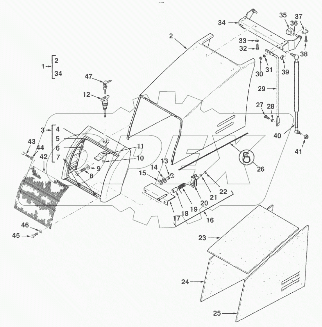  Капот двигателя/Белый