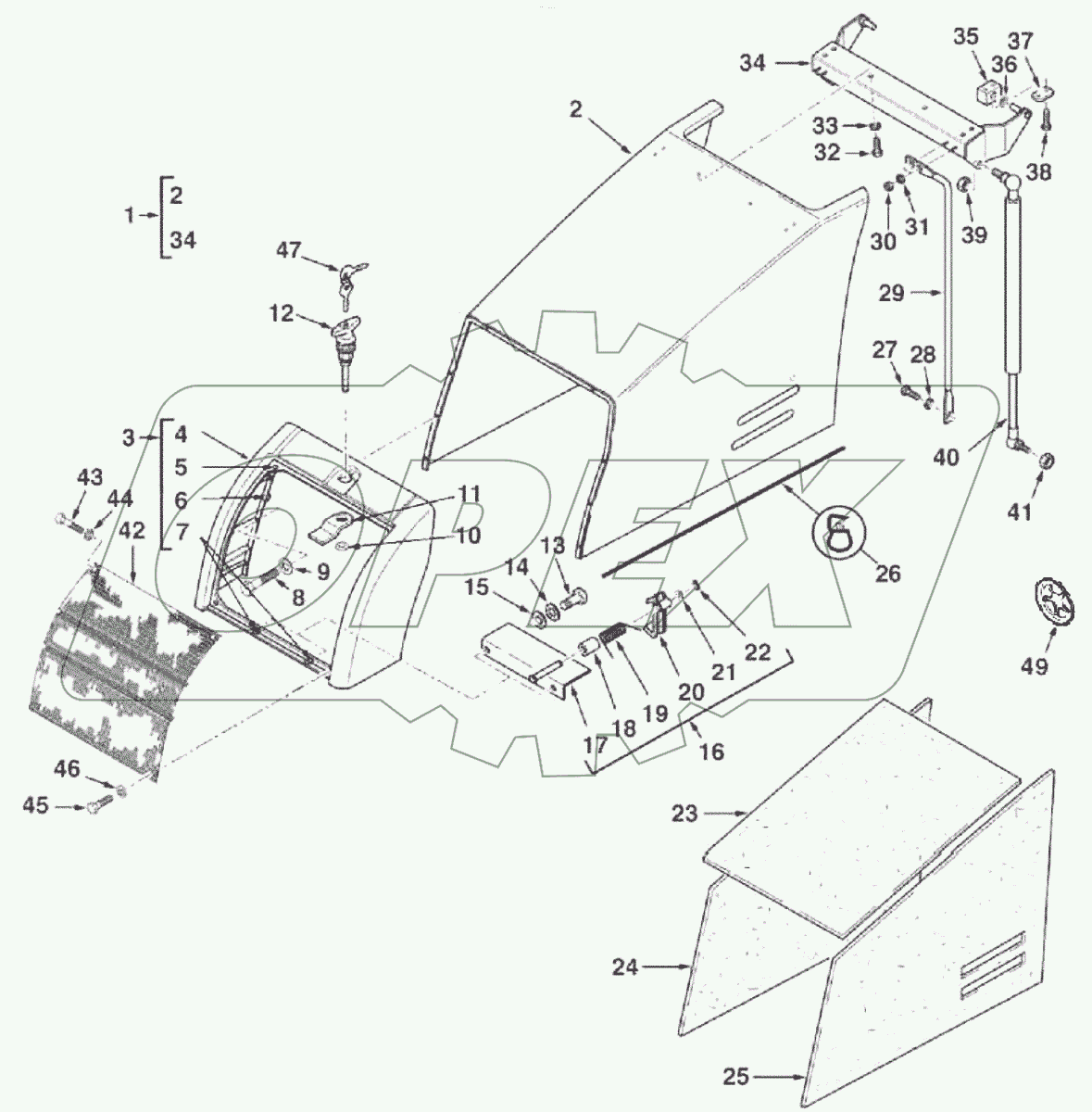  Капот двигателя / белый