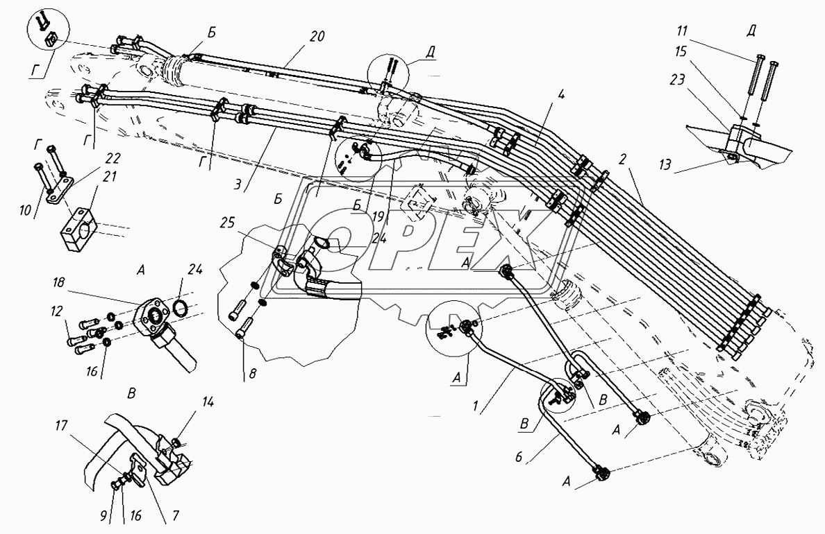 203030000000 00 Гидроразводка стрелы с разводкой под гидромолот