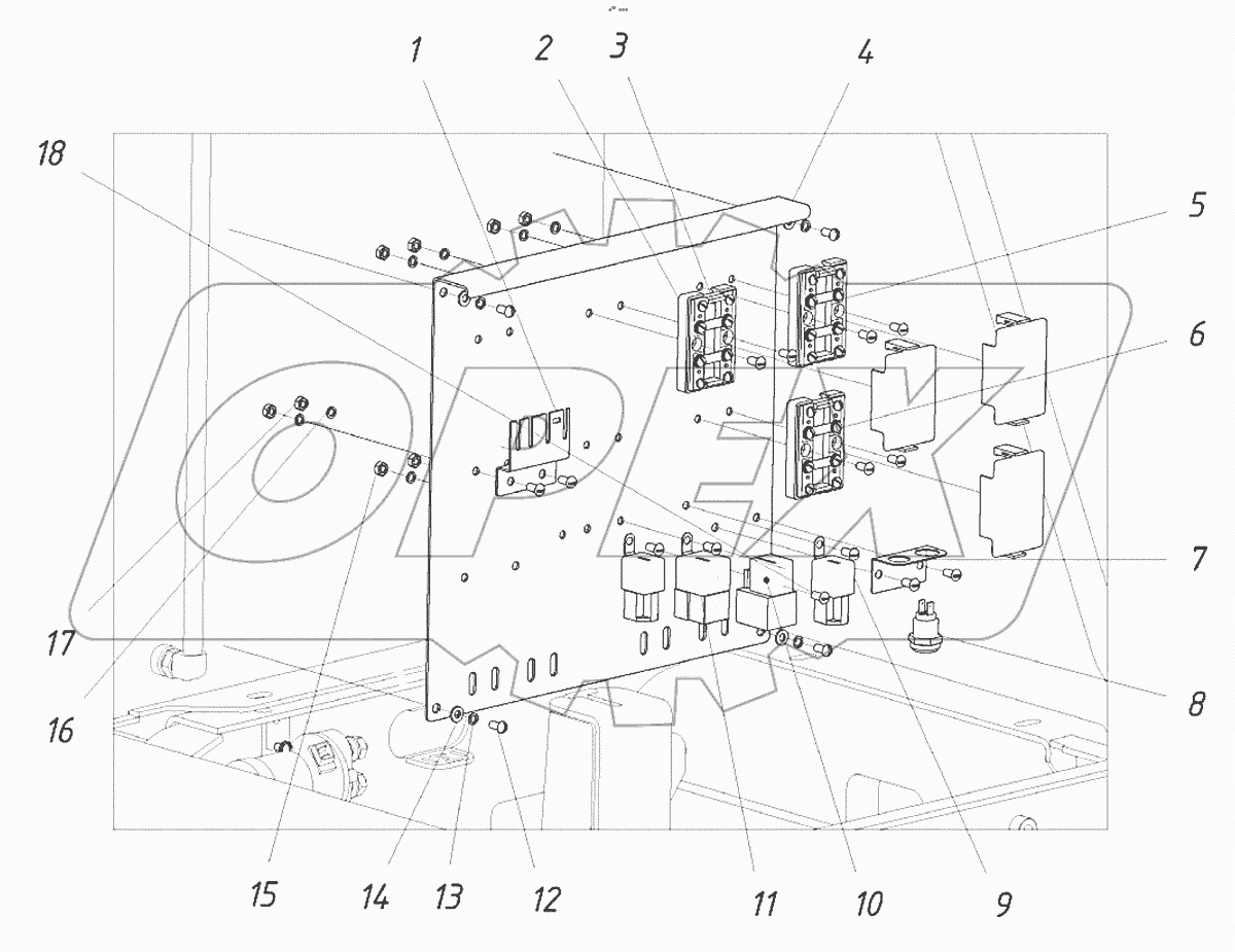  Кронштейн реле на бак