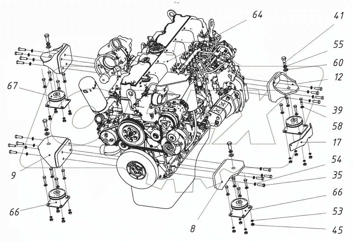 Двигатель с опорами