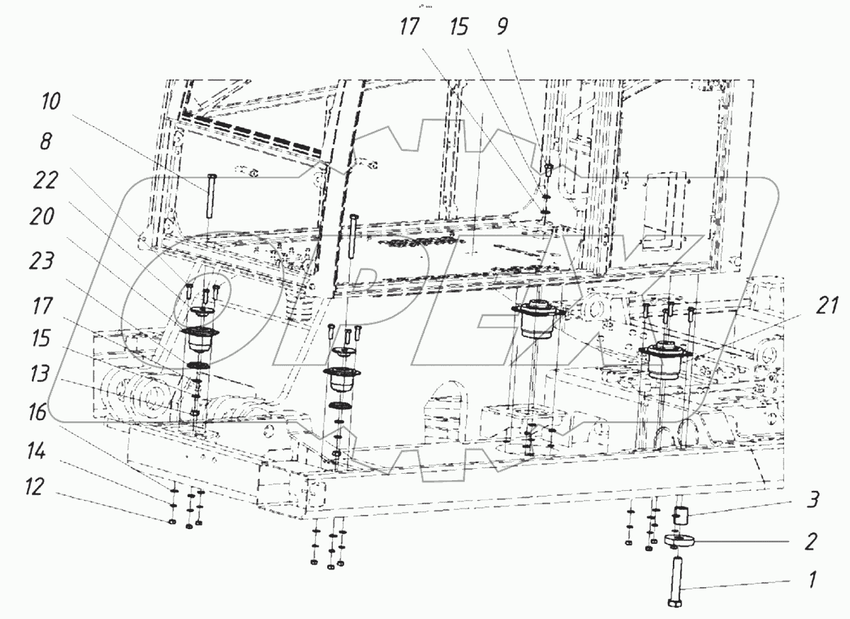  Установка опор кабины