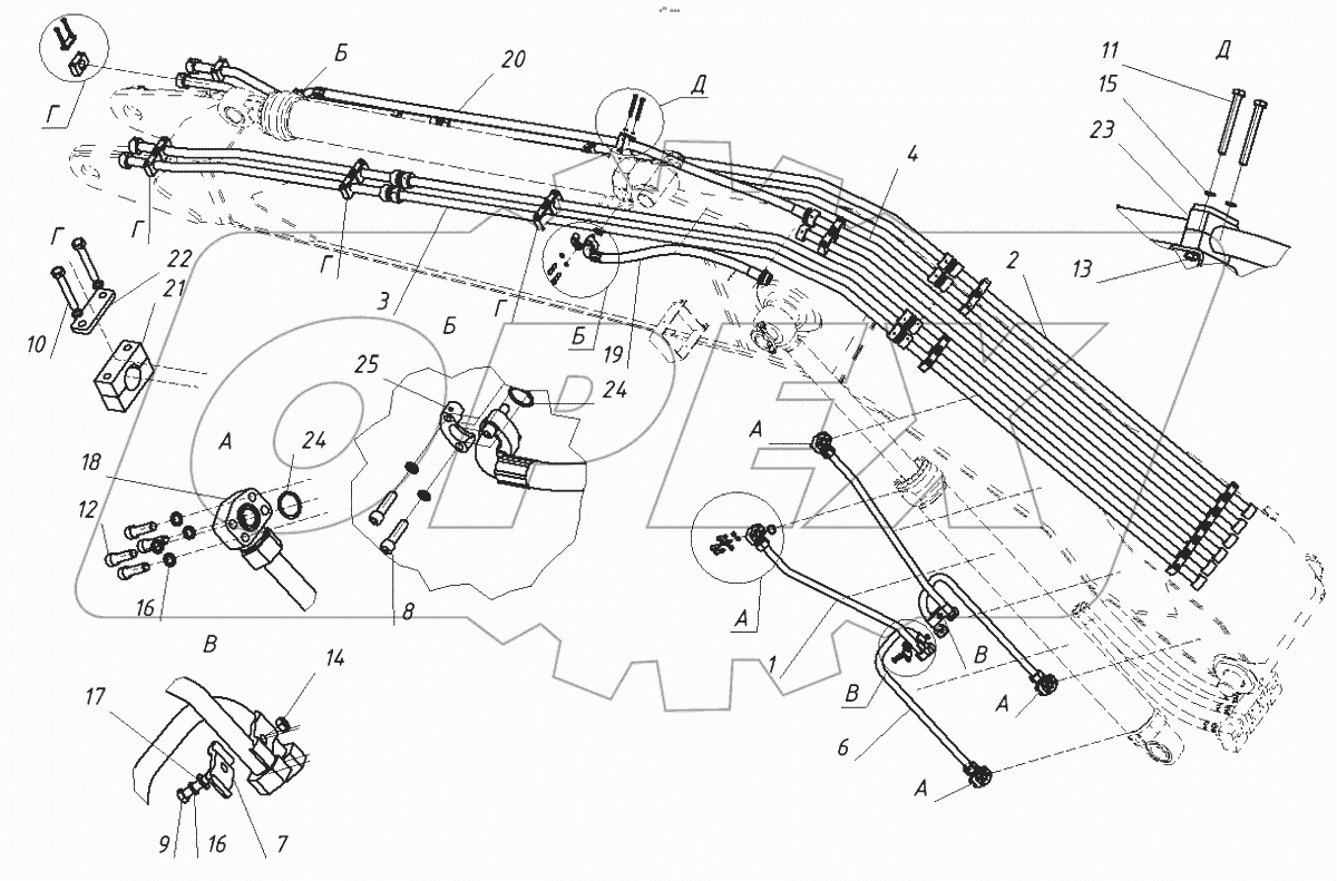  Гидроразводка стрелы с разводкой под гидромолот
