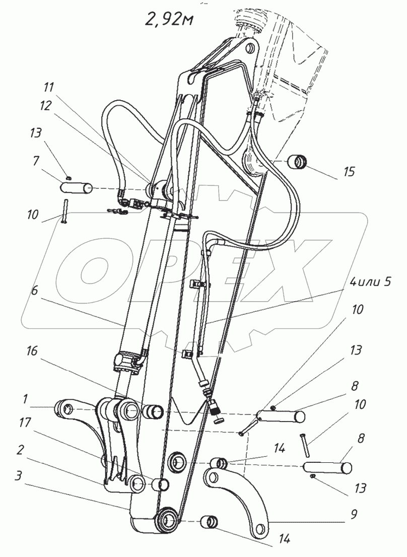  Установка рукояти 2920 с разводкой под гидромолот