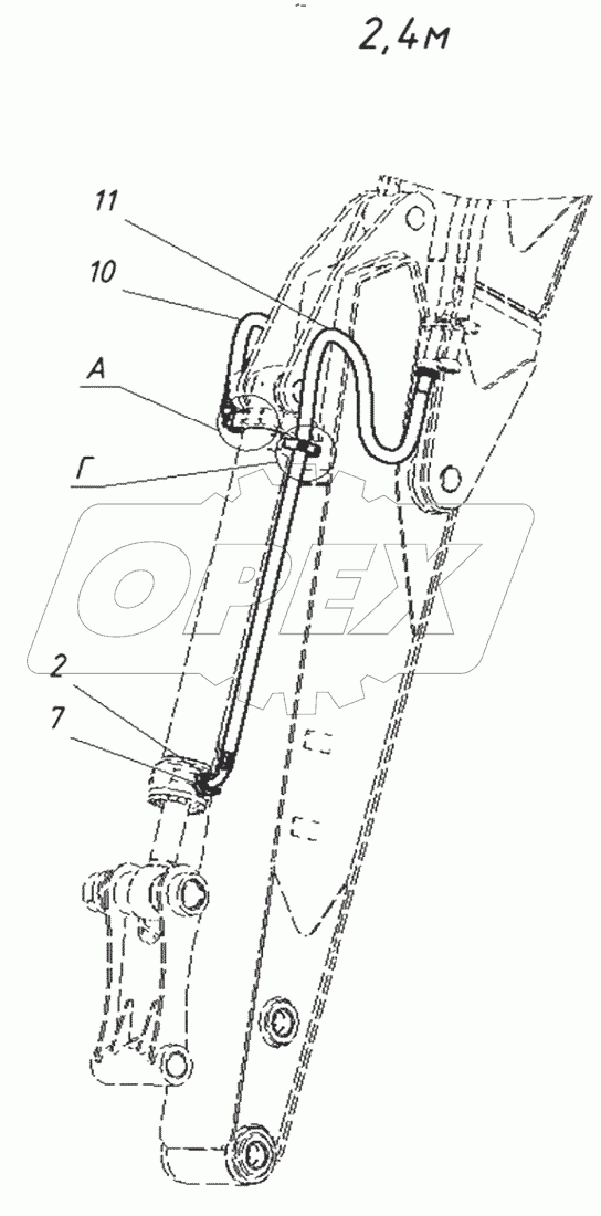  Гидроразводка рукояти 2400 без разводки под гидромолот
