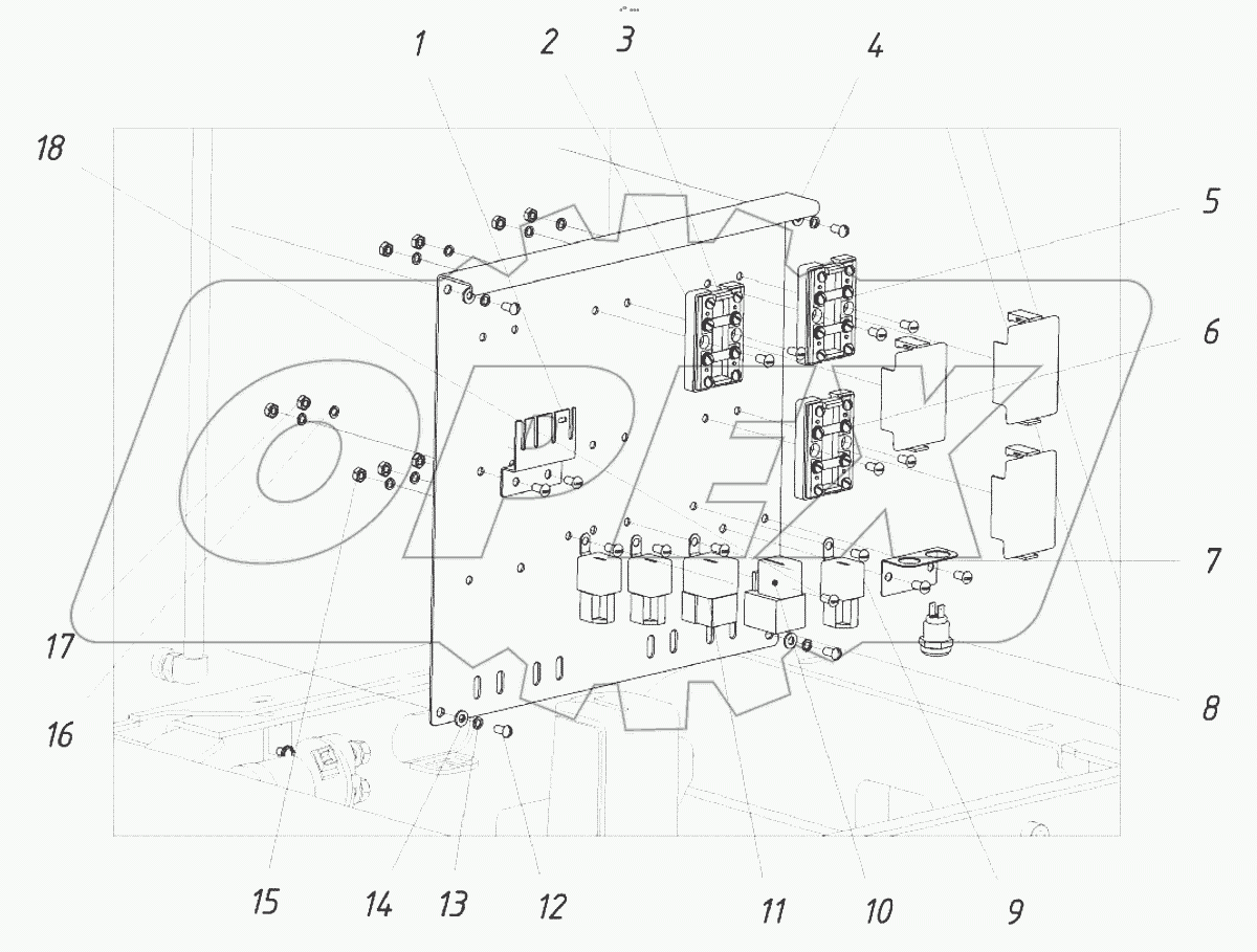  Кронштейн реле на бак
