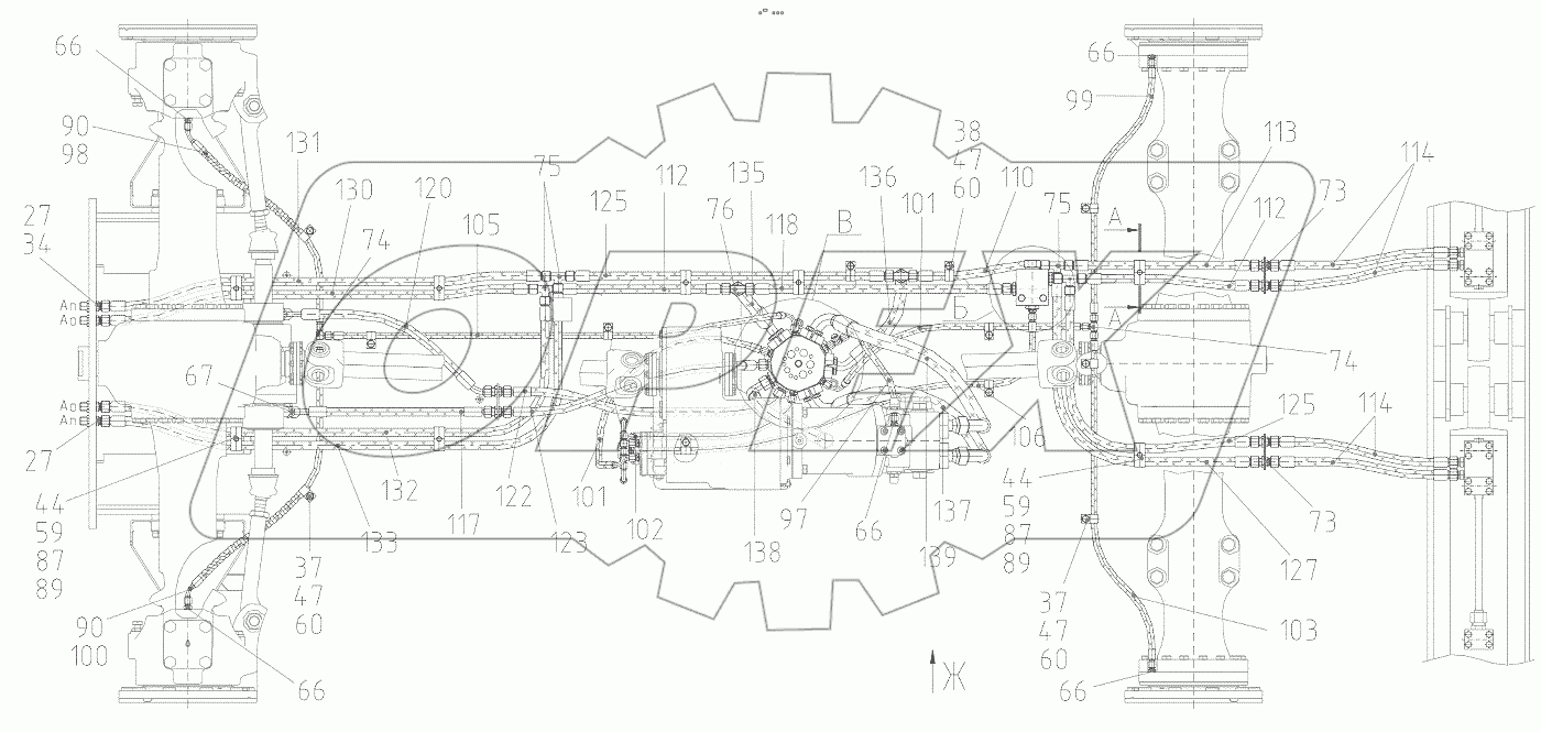  Гидрооборудование ходовой тележки (раздельное управление аутригеров)