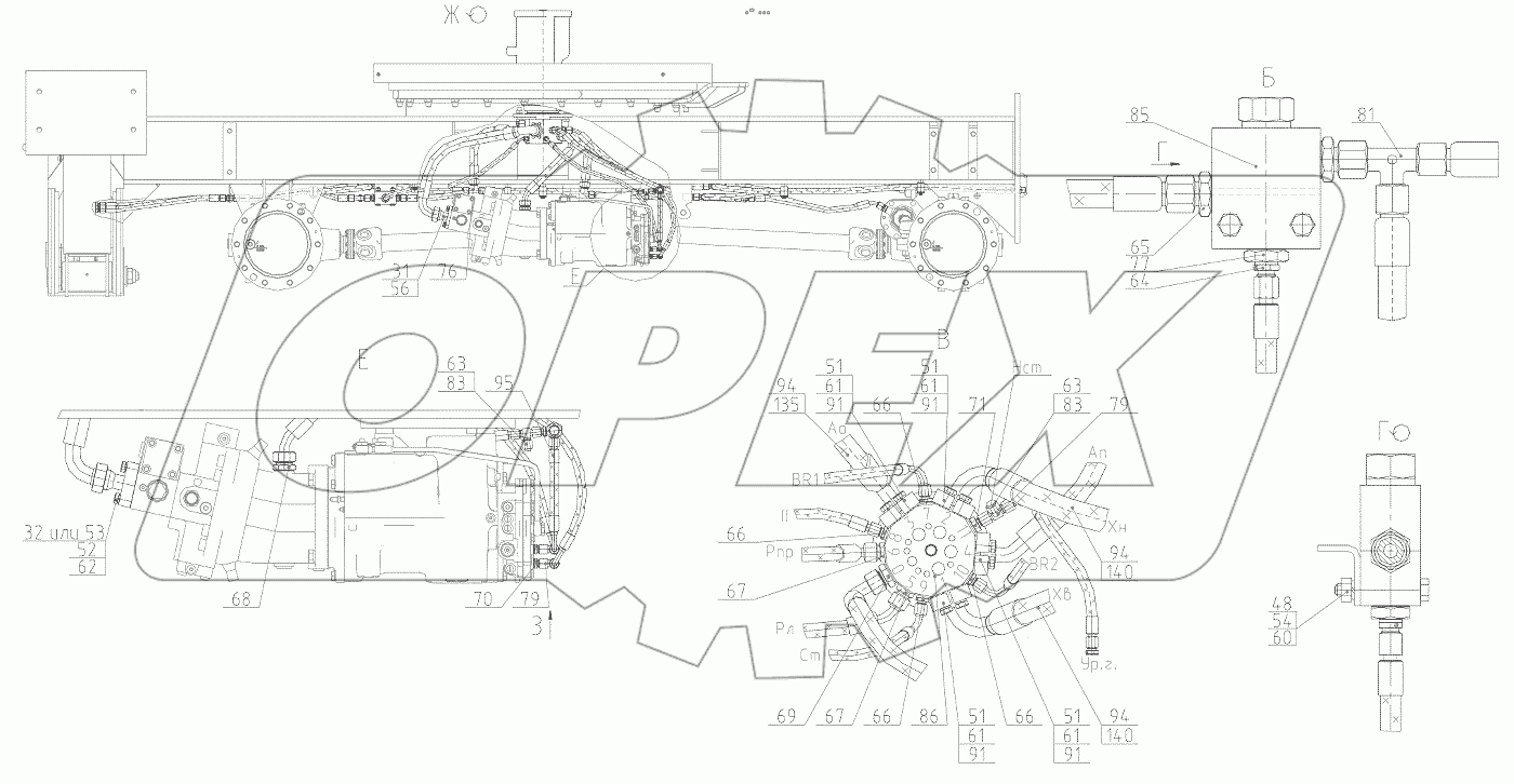  Гидрооборудование ходовой тележки (основной вариант Sungbo)