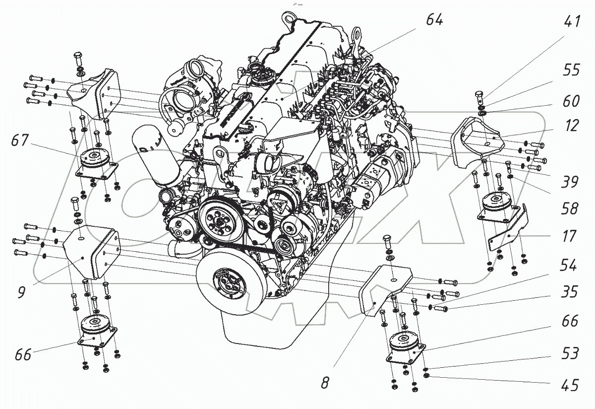  Двигатель с опорами