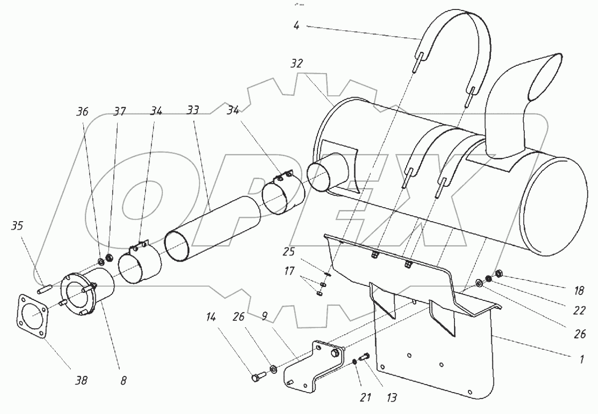  Установка глушителя