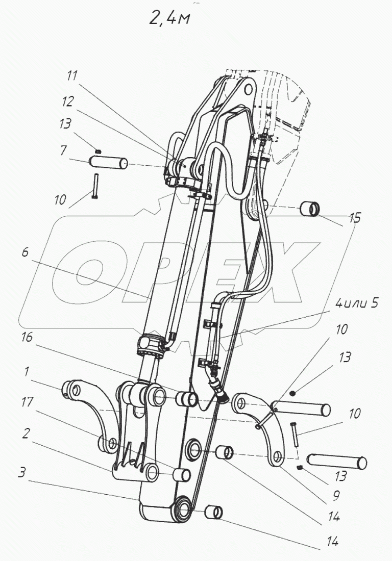  Установка рукояти 2400 с разводкой под гидромолот