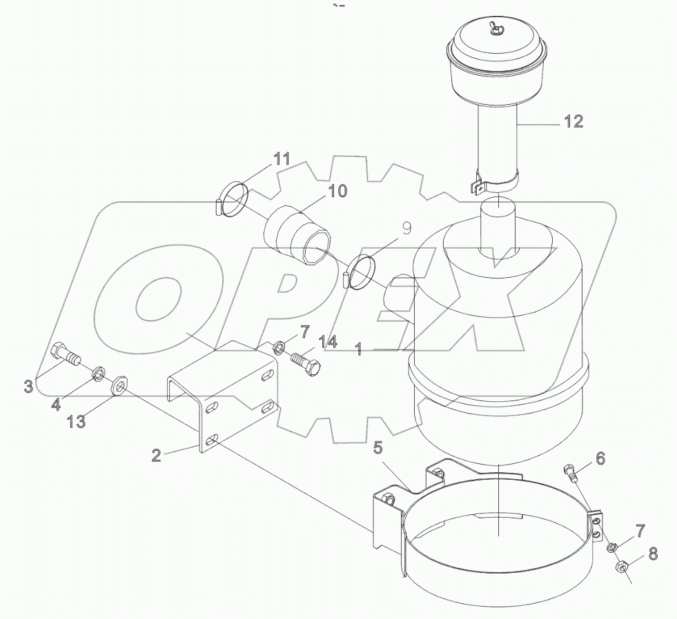  Installed air cleaner assembly (optional ROPS)