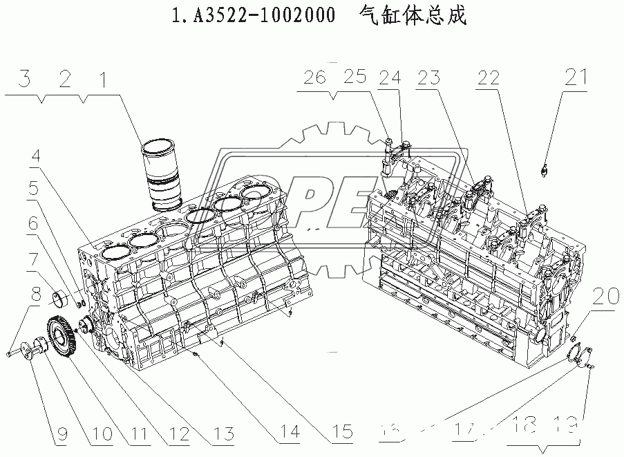 A3522-1002000 Блок цилиндров в сборе