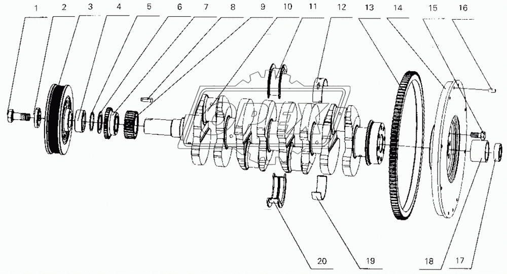 B30-1005000 Crankshaft and flywheel assembly