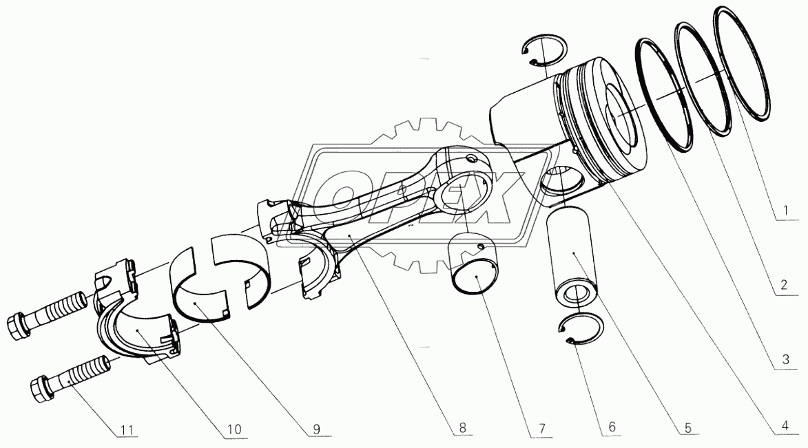 D0200-1004000 Piston and connecting rod assembly