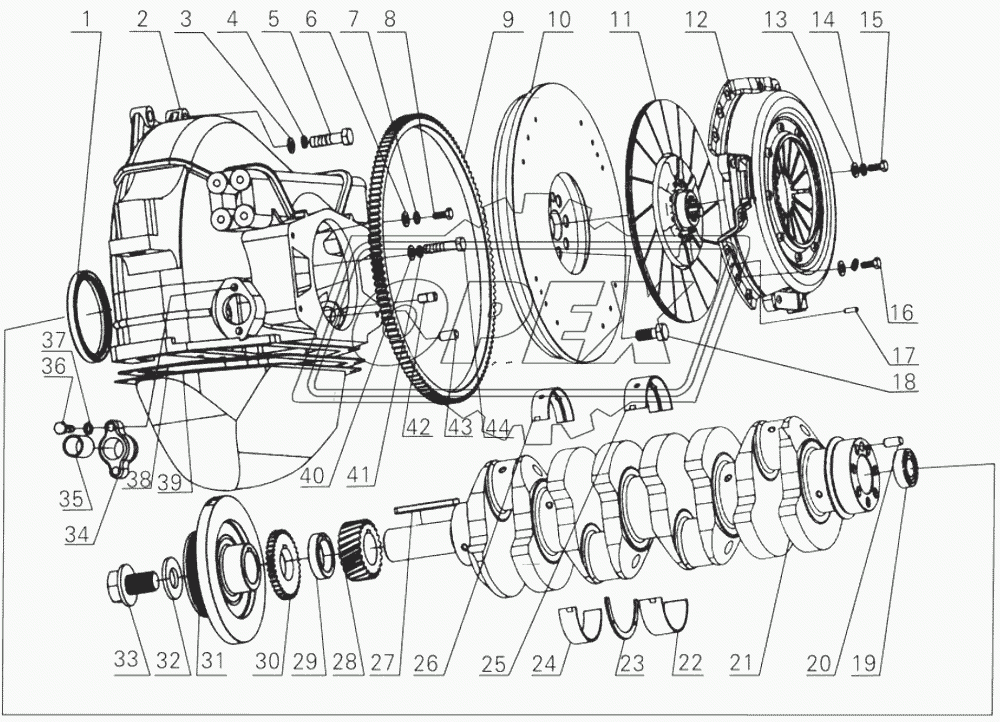 D32-1005000 Crankshaft and flywheel assembly