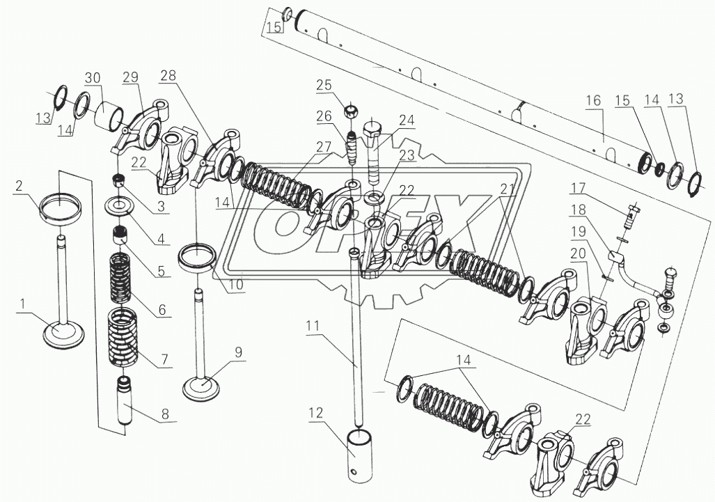 D30-1007000A Valve & drive train assembly