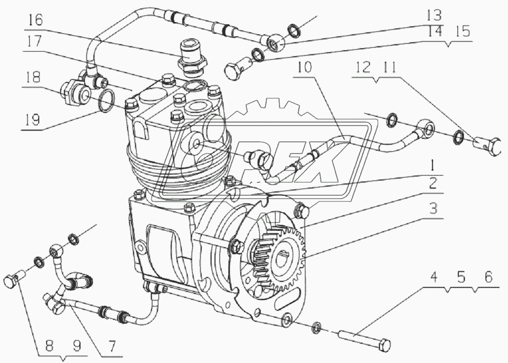 L3002-3509000 Air brake air compressor assembly