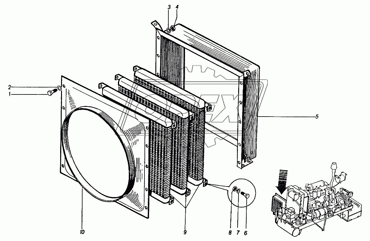 Силовая установка 4361А.17Т. Радиатор 4361А.17-1320Т