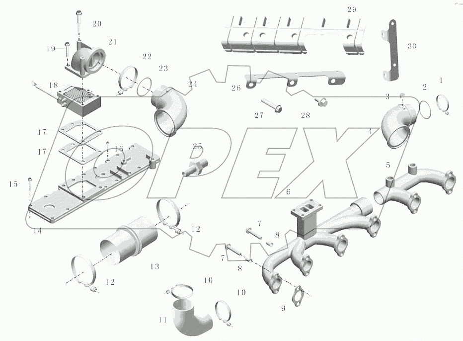 1000-03432-09 Группа впускной и выпускной трубы