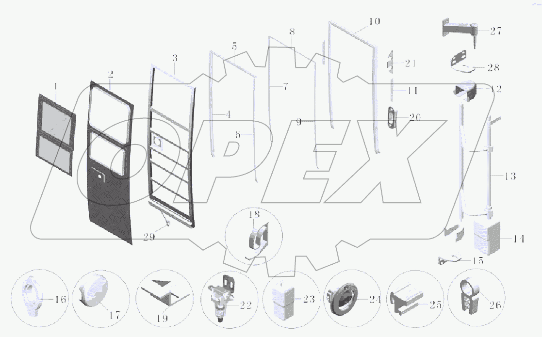 A229-6200-02 Монтажный комплект средней пассажирской двери