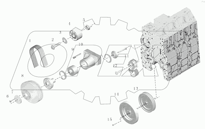 1000-03432-14 Группа переднего торца двигателя