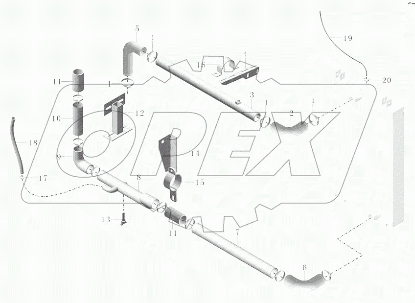 РА127-1303-02-M Схема монтажа трубопровода охлаждения