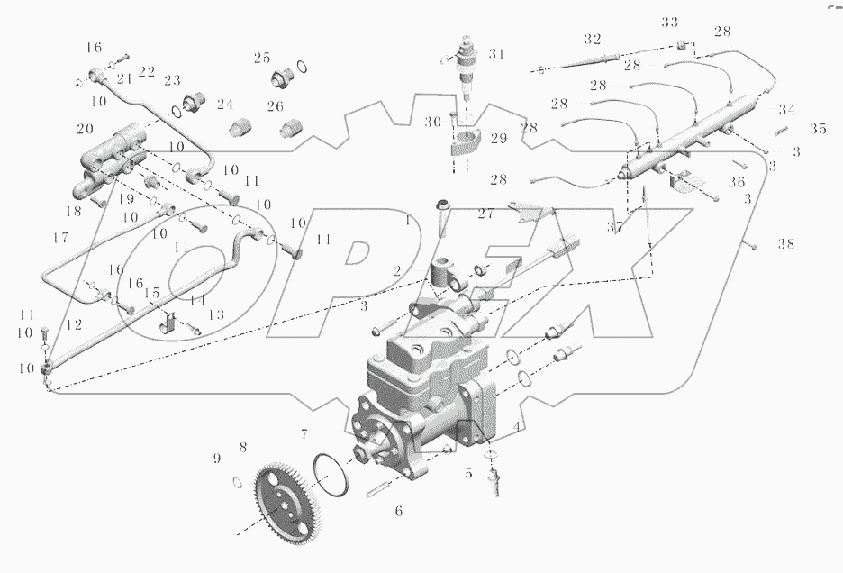 1000-03432-07 Группа топливного насоса и трубопровода