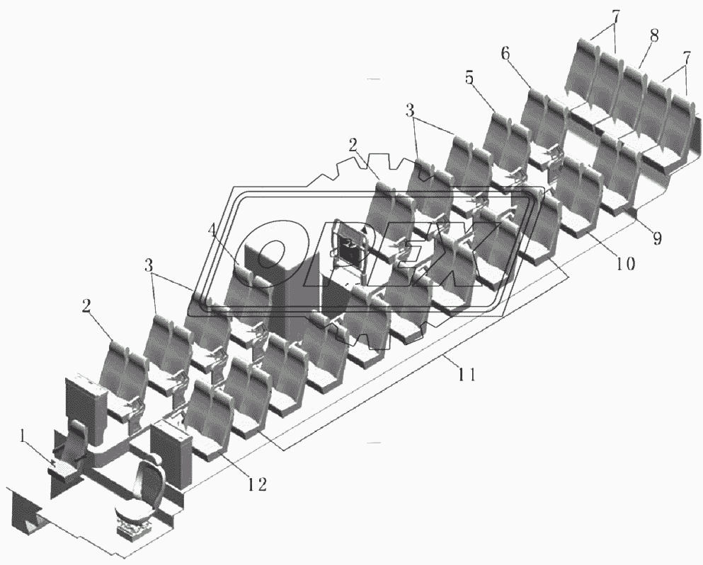 A098-5807 Расположение сидений в сборе