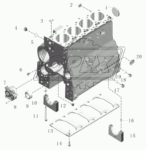 Корпус цилиндра и масляный насос 1000-02489