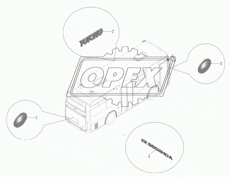 Товарный знак автобуса ZK6852HG H209-8000-02