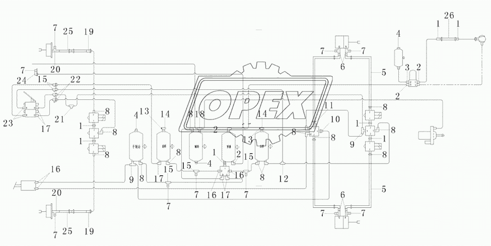 Схема тормозного трубопровода (для России) PD30-3506-03