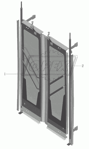 Стекло промежуточной дверцы в сборе (зеленое, однослойное) H205-6203-01