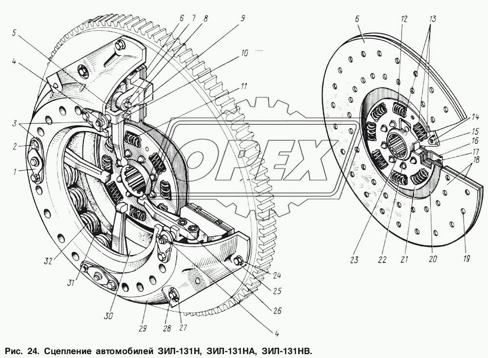 Сцепление автомобилей ЗИЛ-131Н, ЗИЛ-131НА, ЗИЛ-131НВ