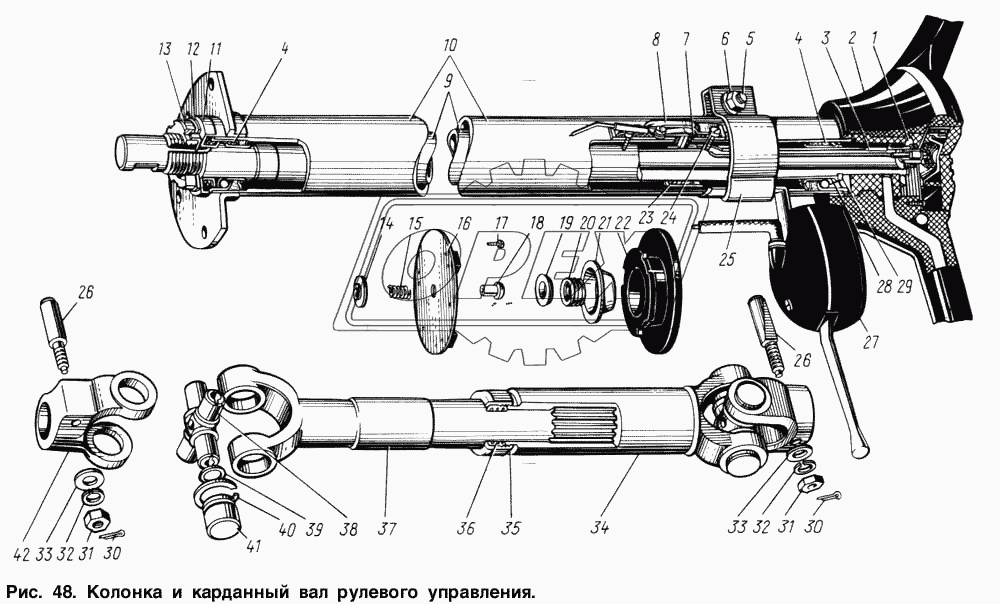Колонка и карданный вал рулевого управления