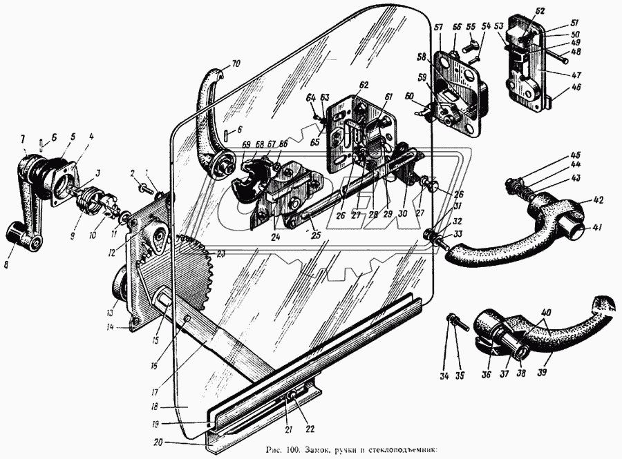 Замок, ручки и стеклоподъемник