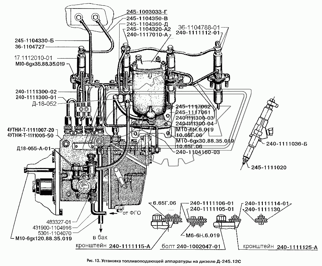 Установка топливоподающей аппаратуры на дизеле Д-245.12С